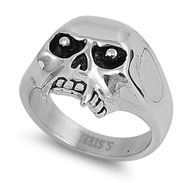 Men's Stainless Steel Skull Skeleton Silver tone Biker  Ring
